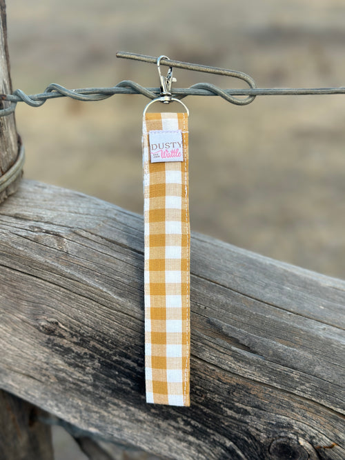 Mustard Gingham Wristlet