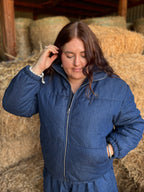 Denim Puffer Jacket + $5 Extra Shipping