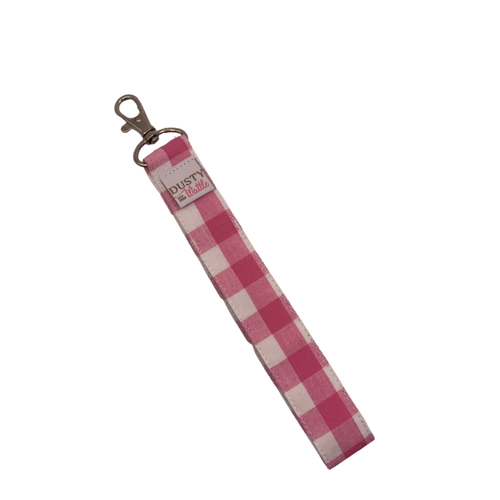 Pink Gingham Wristlet