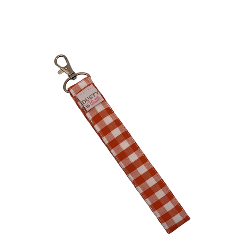 Orange Gingham Wristlet