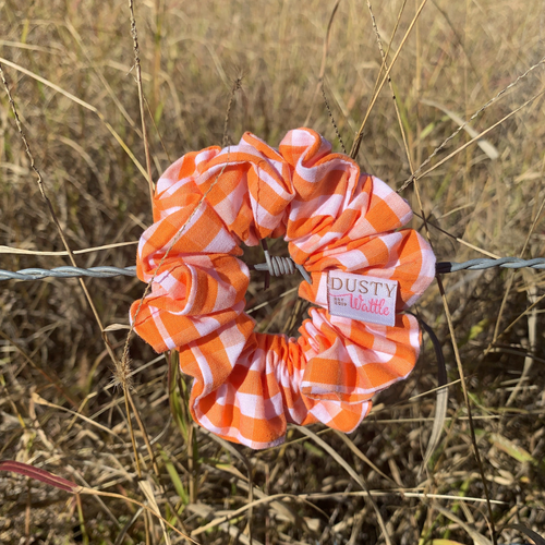 Small Scrunchie - Light Orange Gingham