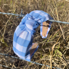 Load image into Gallery viewer, Knotted Headband- Light Blue Gingham