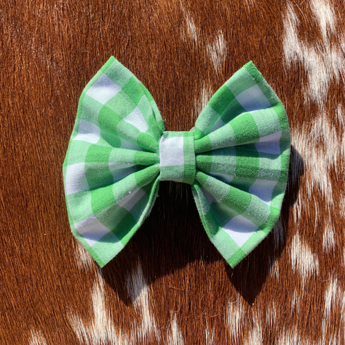 Hair Bow - Green Gingham