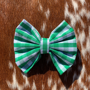 Hair Bow - Dark Green Gingham