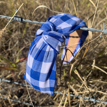 Load image into Gallery viewer, Knotted Headband- Dark Blue Gingham