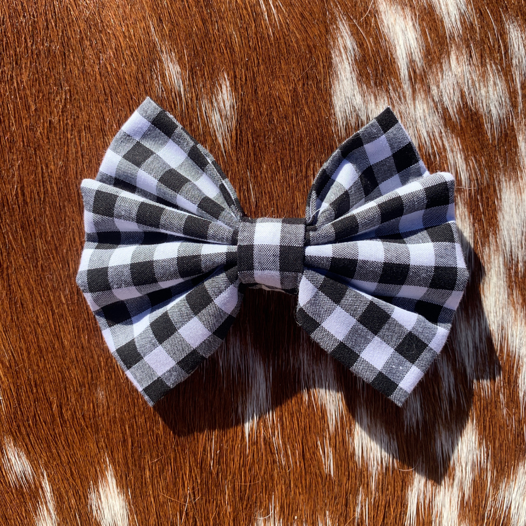 Hair Bow - Black Gingham