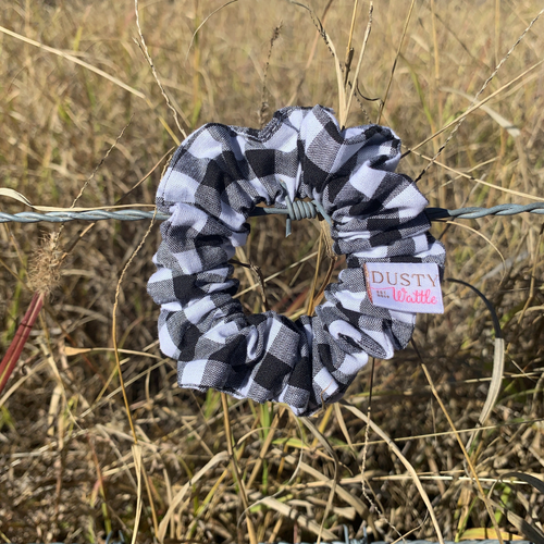 Small Scrunchie - Black Gingham