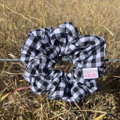 Medium Scrunchie - Small Black Gingham