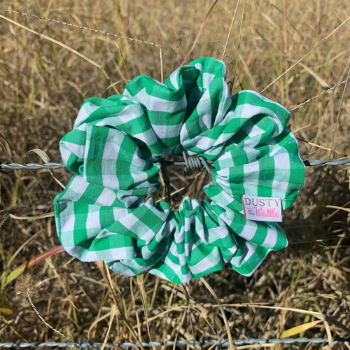 Medium Scrunchie - Dark Green Gingham