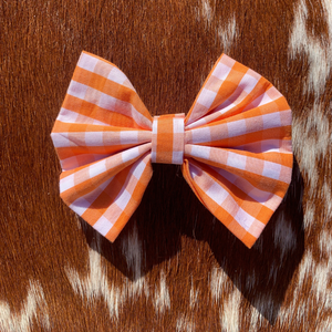 Hair Bow -Light Orange Gingham