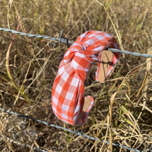 Load image into Gallery viewer, Knotted Headband- Orange Gingham