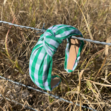 Load image into Gallery viewer, Knotted Headband- Dark Green Gingham