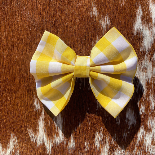 Hair Bow -Yellow Gingham