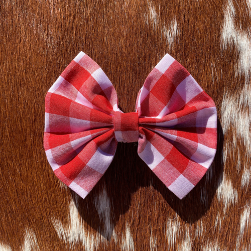 Hair Bow -Red Gingham