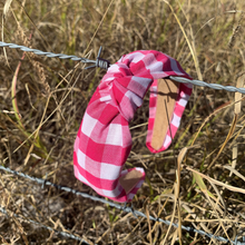 Load image into Gallery viewer, Knotted Headband- Dark Pink Gingham