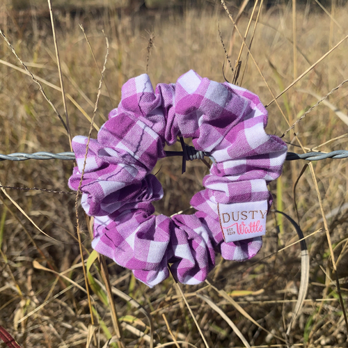 Small Scrunchie - Dark Purple Gingham