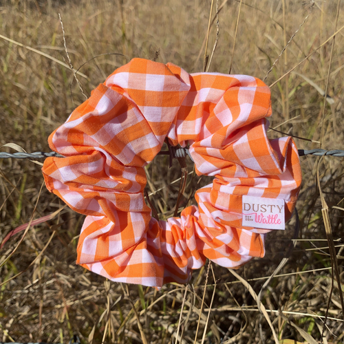 Medium Scrunchie - Light Orange Gingham