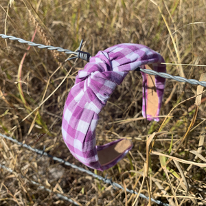 Knotted Headband- Purple Gingham