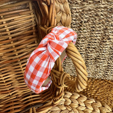 Load image into Gallery viewer, Knotted Headband- Orange Gingham