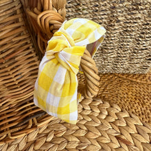 Load image into Gallery viewer, Knotted Headband- Yellow Gingham