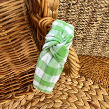 Load image into Gallery viewer, Knotted Headband- Light Green Gingham