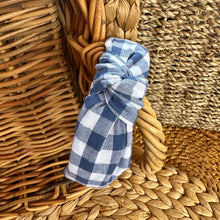 Load image into Gallery viewer, Knotted Headband- Denim Gingham