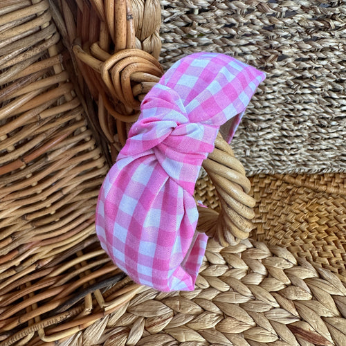 Knotted Headband- Pink Gingham