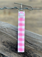 Light Pink Gingham Wristlet