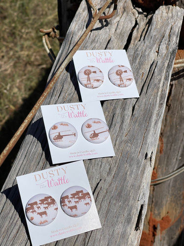 Spinifex Large Button Earrings