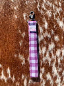 Dark Purple Gingham Wristlet