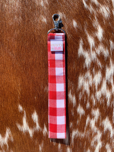 Red Gingham Wristlet