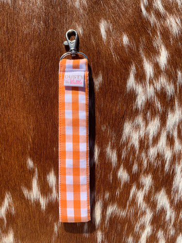 Light Orange Gingham Wristlet