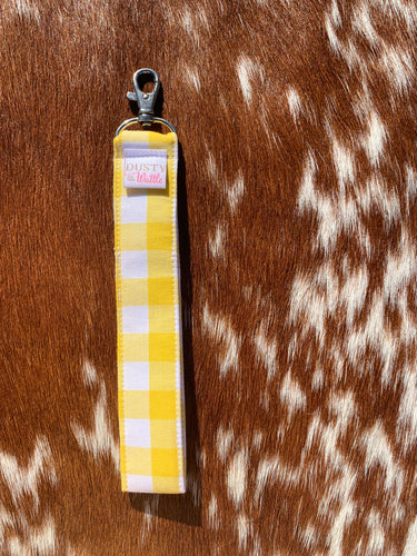 Yellow Gingham Wristlet