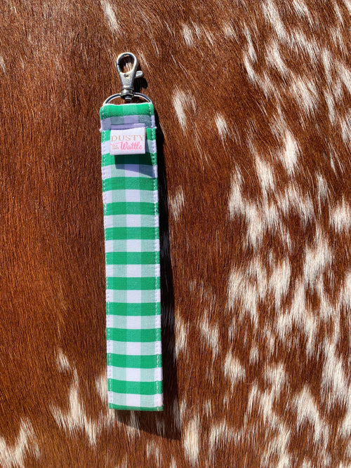 Dark Green Gingham Wristlet