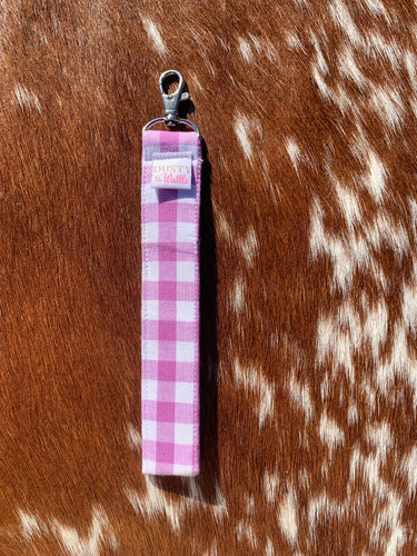 Light Purple Gingham Wristlet