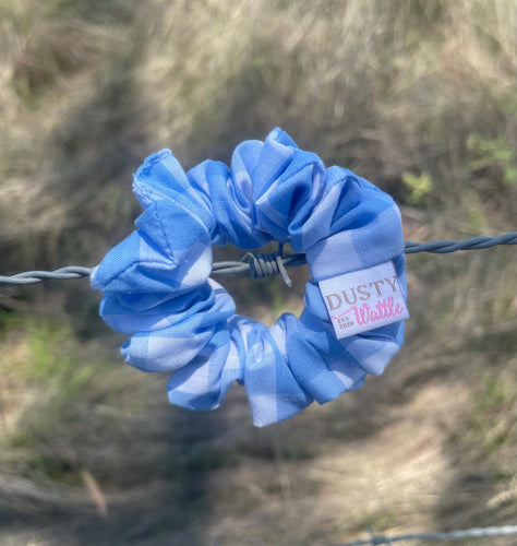 Small Scrunchie - Light Blue Gingham