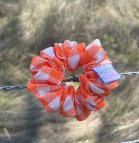 Small Scrunchie - Bright Orange Gingham