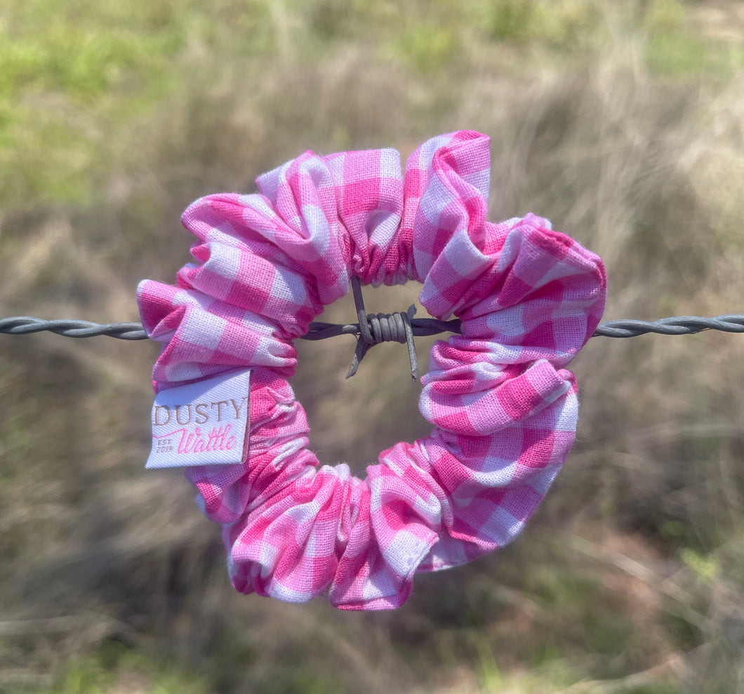 Small Scrunchie - Medium Pink Gingham