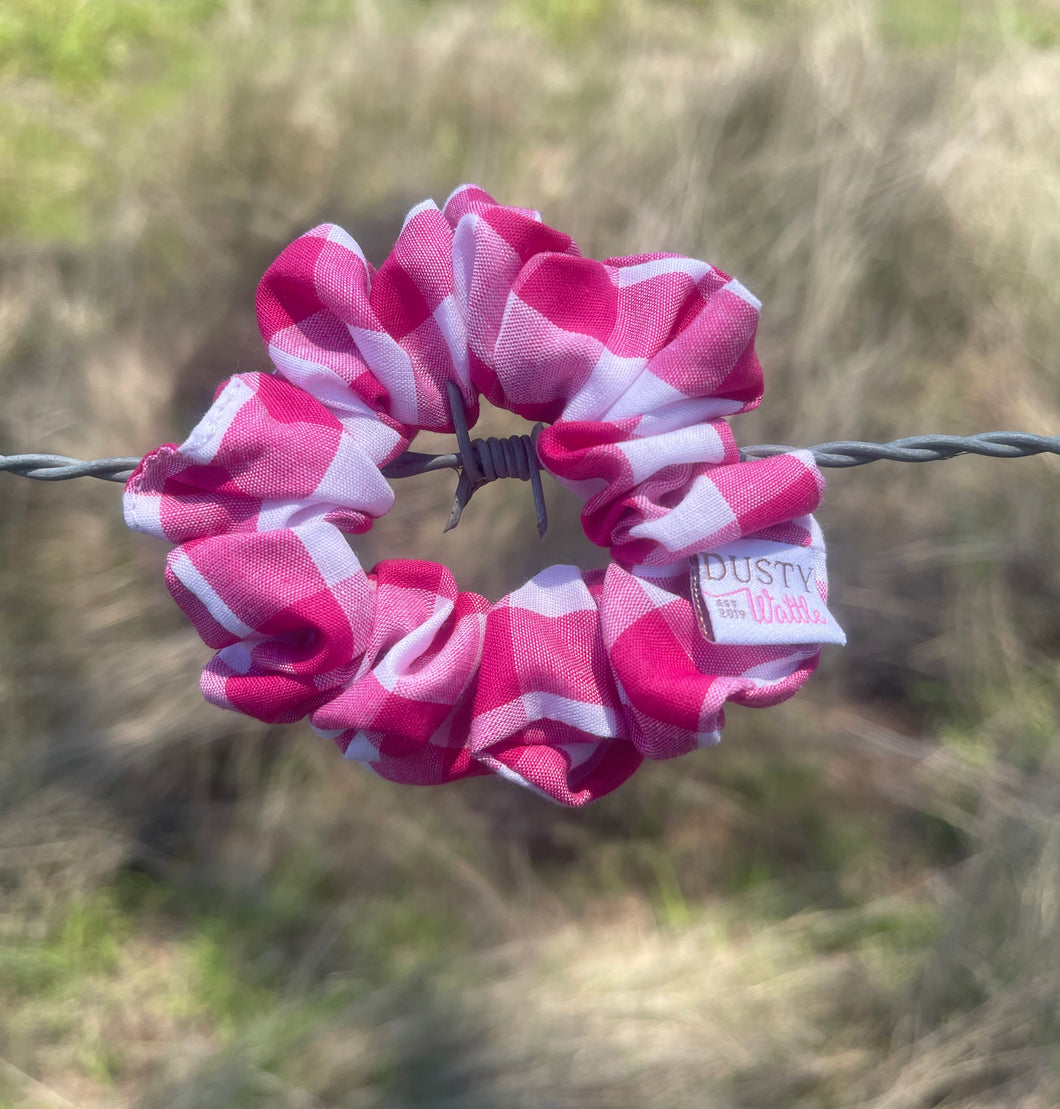 Small Scrunchie - Dark Pink Gingham