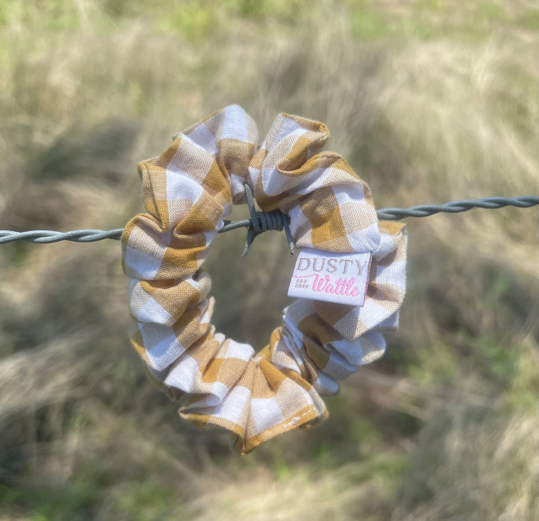 Small Scrunchie - Mustard Gingham