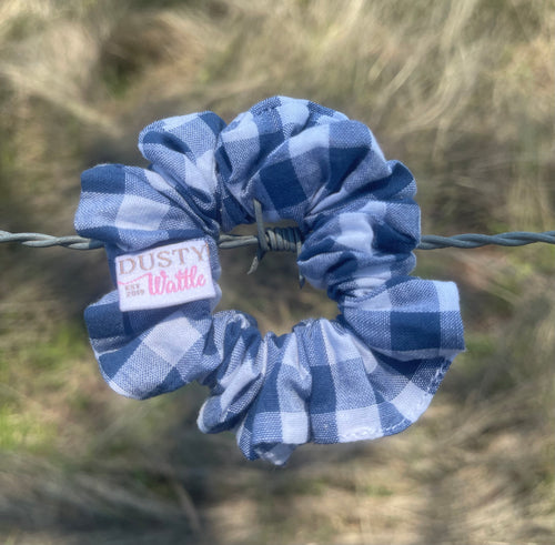 Small Scrunchie - Denim Gingham