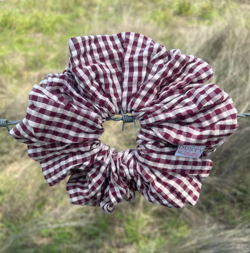 Large Scrunchie - Maroon Gingham