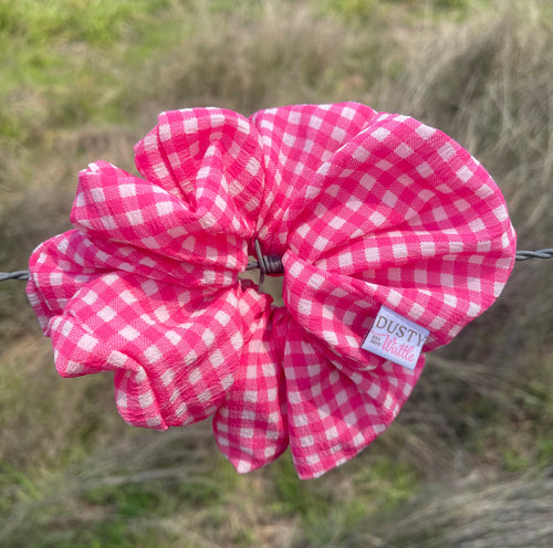 Large Scrunchie - Bright Pink Gingham