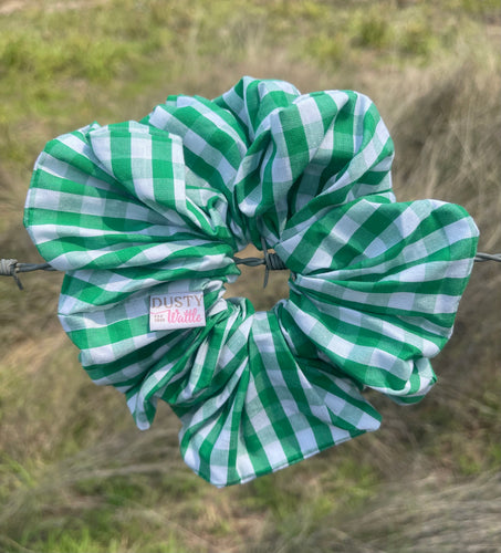 Large Scrunchie - Dark Green Gingham