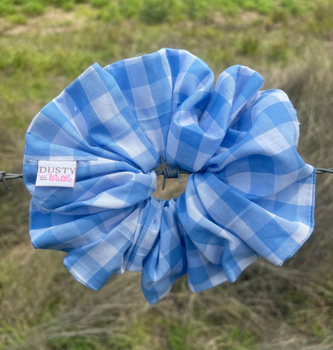 Large Scrunchie - Light Blue Gingham