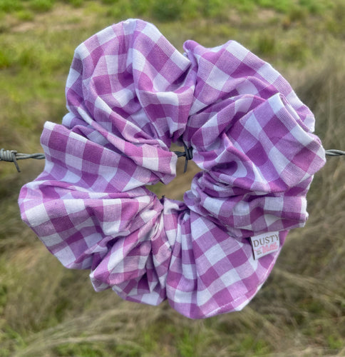 Large Scrunchie - Purple Gingham