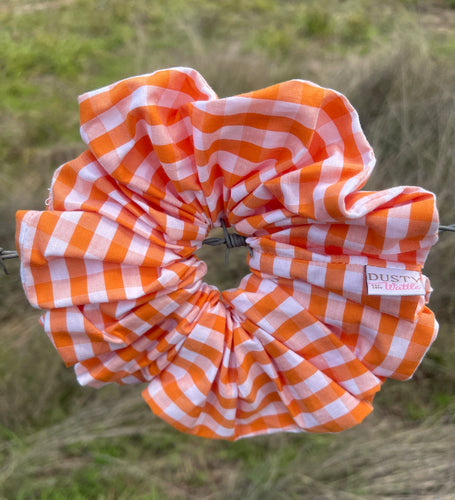 Large Scrunchie - Light Orange Gingham