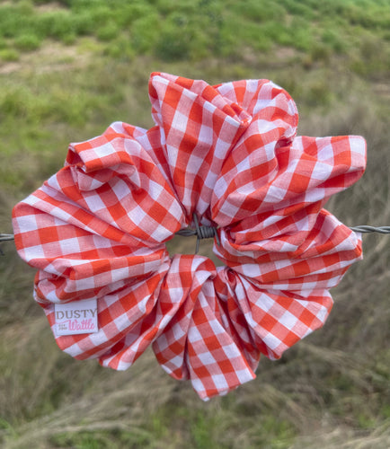 Large Scrunchie - Dark Orange Gingham