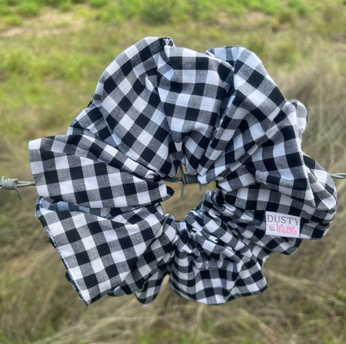 Large Scrunchie - Little Black Gingham