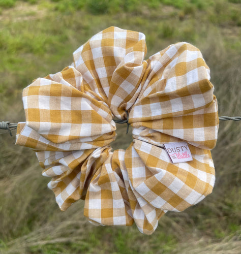 Large Scrunchie - Mustard Gingham